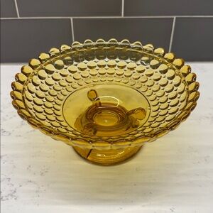 Vintage Amber Glass Oval Bowl